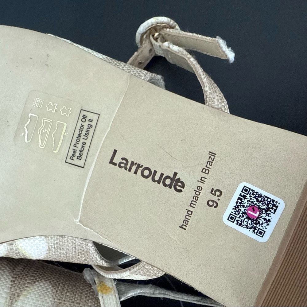 NEW Larroudé Georgina Ballet Flat In Beige Printed Raffia - Picture 10 of 11